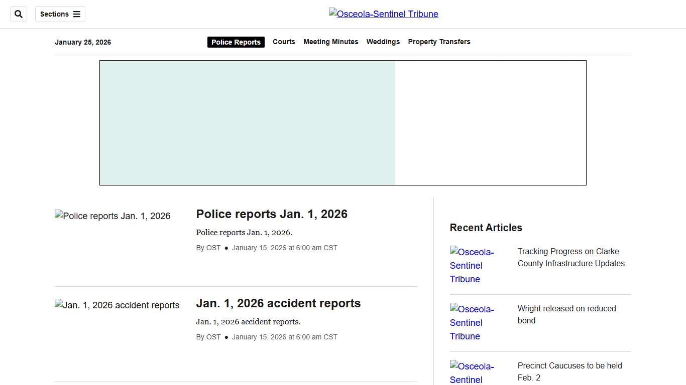 Police Reports - Osceola-Sentinel Tribune