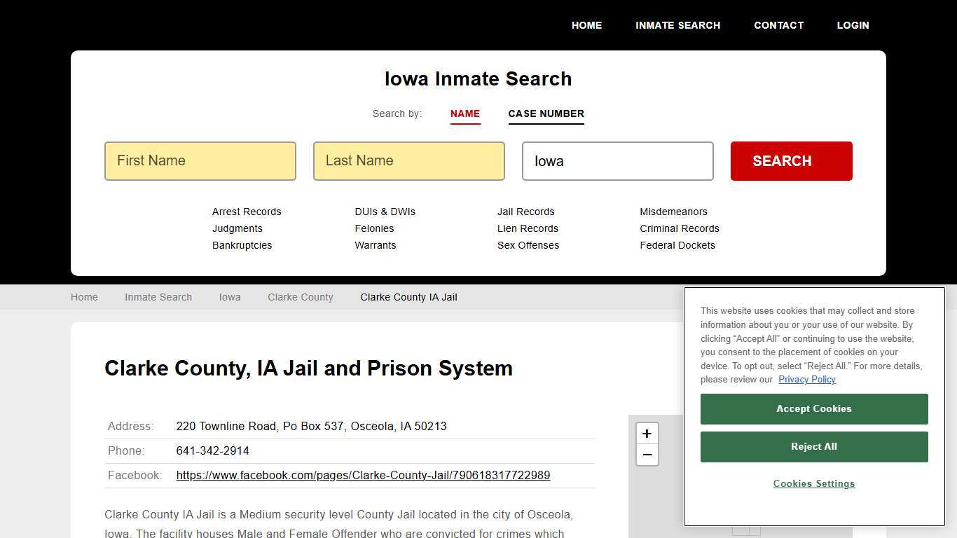 Clarke County IA Jail Inmate Records Search, Iowa - StateCourts